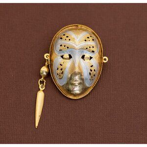 Vintage Golden Hockey Mask Elegant Brooch - U20